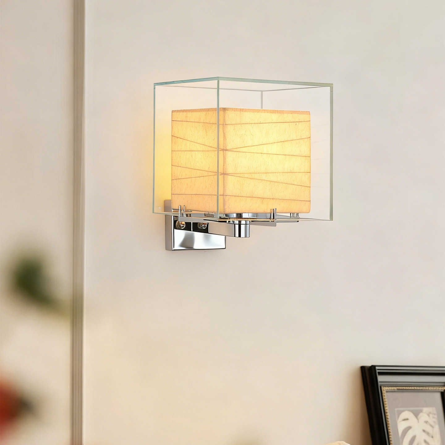Luz de pared de cabecera retro japonesa diseño simple sensación de vidrio cuadrado pasillo lámpara de pared lujosa lámpara de pared 194L