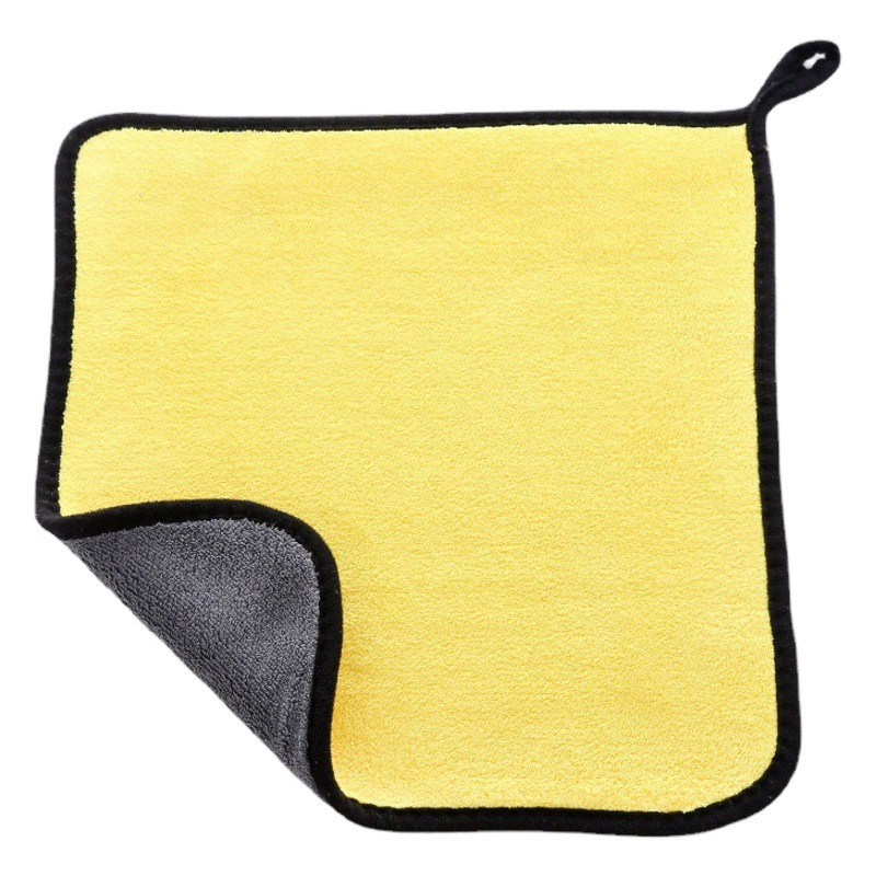 Полотенце для чистки автомобилей из кораллового флиса, ткань из микрофибры, утолщенное, впитывающее, двухцветное, двустороннее, для автомобилей, с возможностью нанесения логотипа.