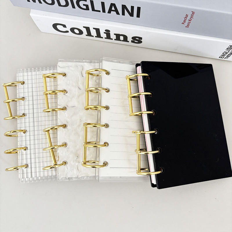 A7 acrylic loose-leaf shell transparent/stripe/water ripple/black shell can be DIY with various inner pages