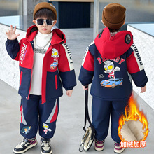 男童奥特曼衣服男童冲锋衣外套2025冬季新款加绒加厚宝宝两件套潮