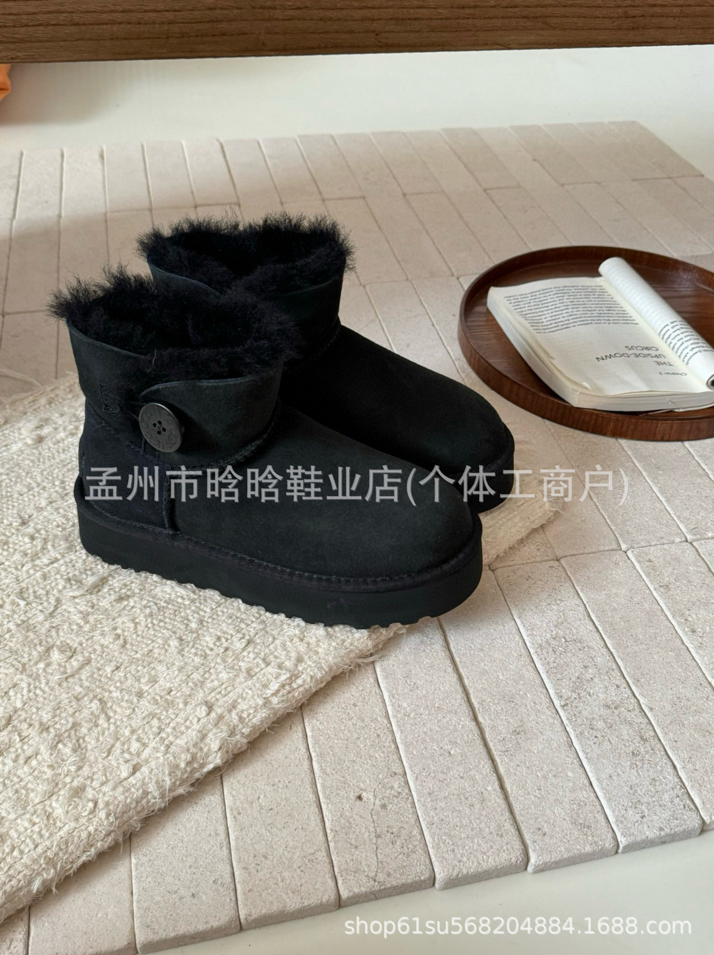 Sangpo botas de nieve de cabra de mujer un nuevo clásico de tubo largo con terciopelo grueso y calentamiento con zapatos de algodón