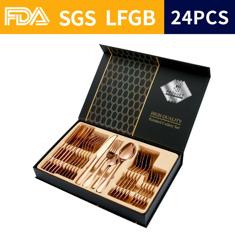 Tableware, set stainless steel, gift box, Amazon, 24 pieces, (Cross-border trading)
