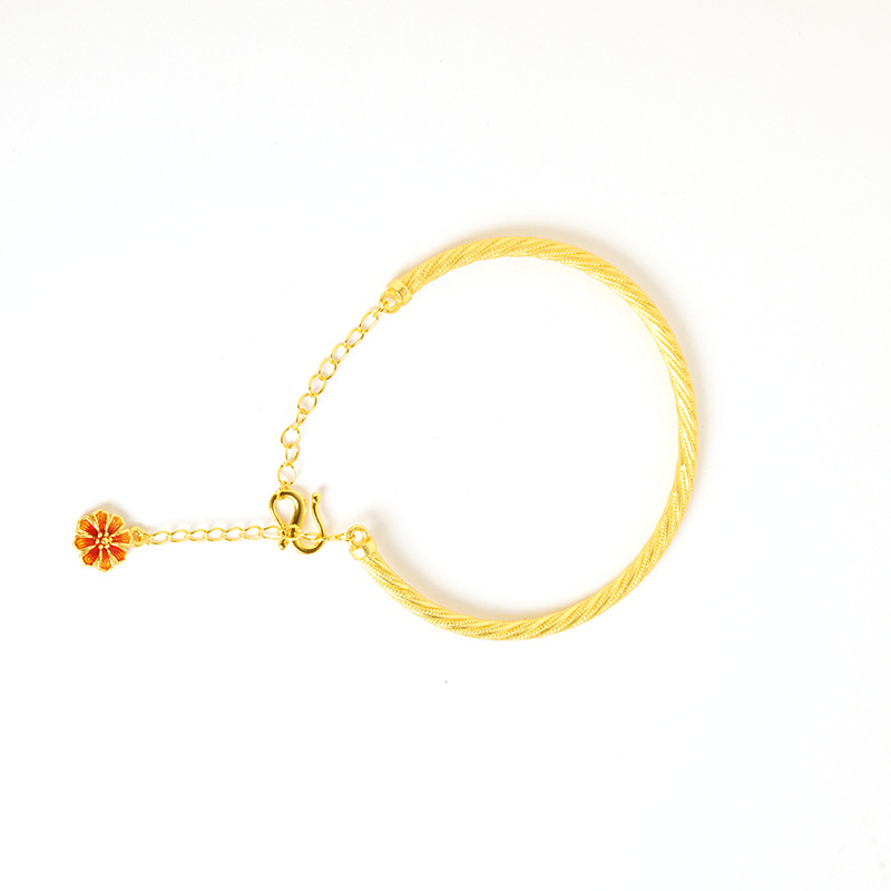 Vietnam Shajin Gesang Flower Series Pendientes Collar Anillo Temperamento simple Pulsera Twist Juego de cuatro piezas de imitación de oro