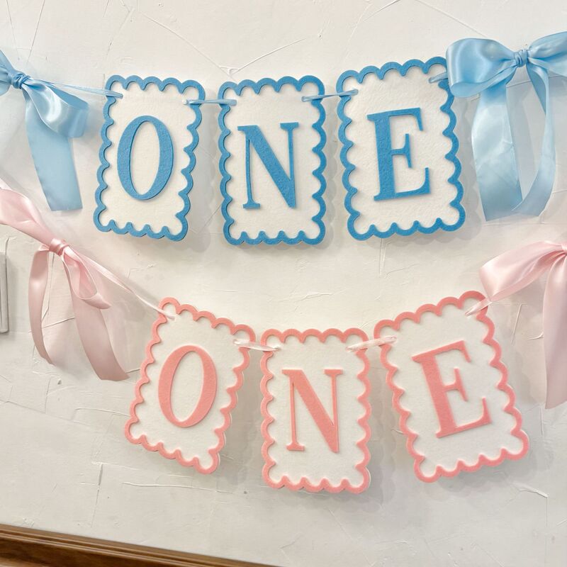 Cross-Border Temu Kidsren's Birthday One Party Bow Table Flag High Chair Decoration Background Decoration Banner Cross-Border Temu Kidsren's Birthday One Party Bow Table Flag High Chair Decoration Background Decoration Banner