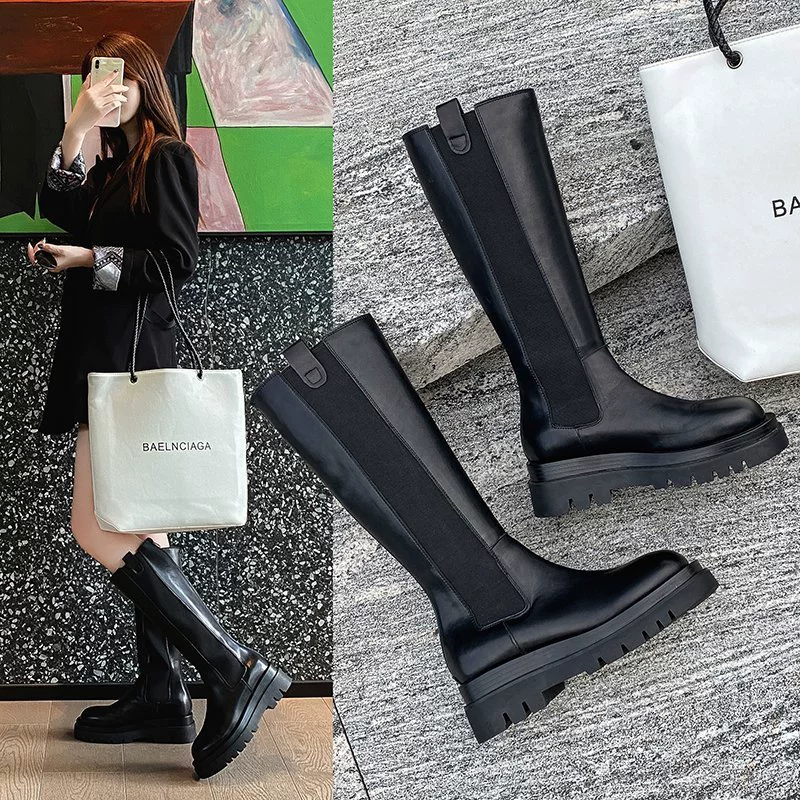 Сапоги женские осень-зима 2024 новые толстые ноги тонкие сапоги зимой толстые подошвы маленький сапоги рыцарь сапоги