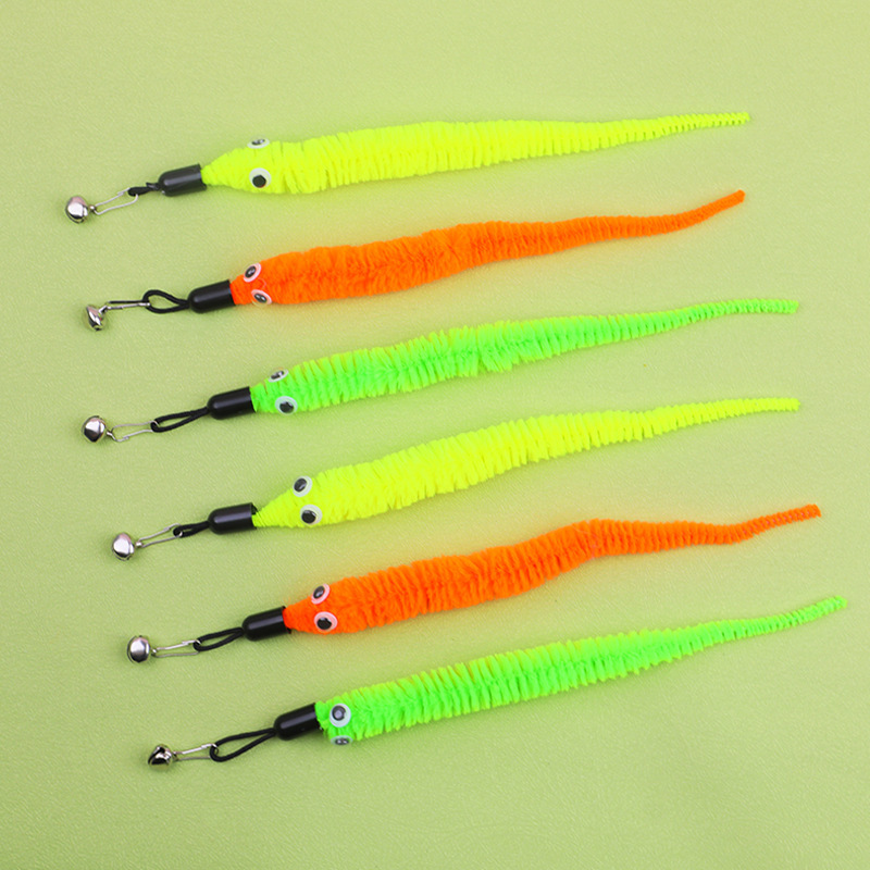 New Caterpillar Bell Cat Stick Replacement Head Cat Self-relief Toy Plush Cat Toy Pet Supplies