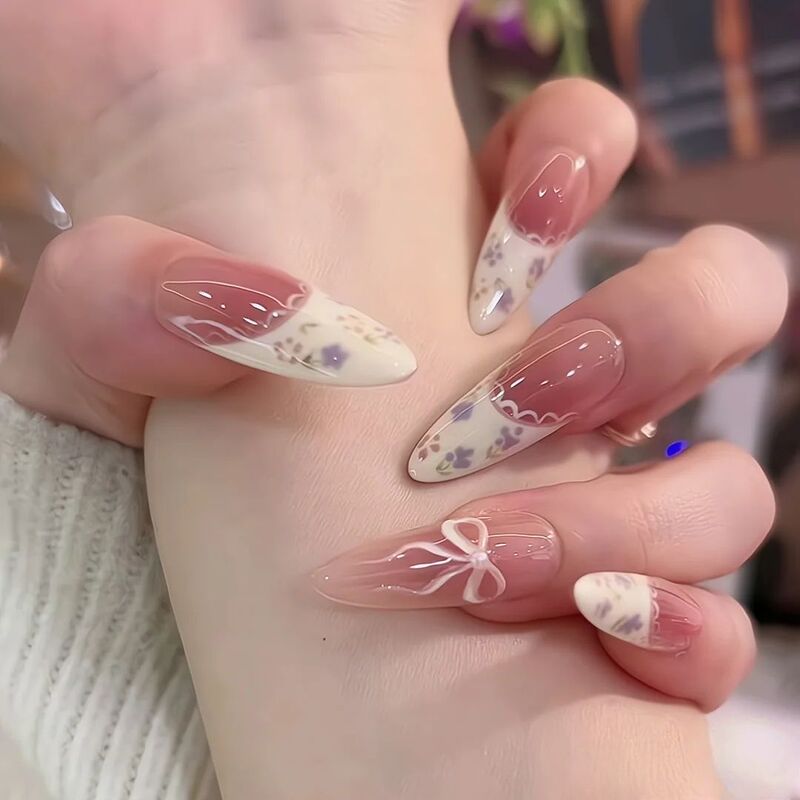 Foreign Trade Blush Lace Edge French Wear Nails Pure Lust Elegant Whitening Manicure Fake Nail Patch Finished Nail Patch Foreign Trade Blush Lace Edge French Wear Nails Pure Lust Elegant Whitening Manicure Fake Nail Patch Finished Nail Patch