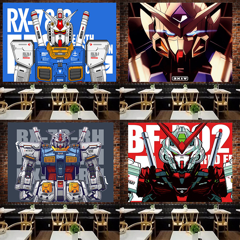 ins Decoration Gundam SEED Bedside Background Cloth Bedroom Tapestry Internet Celebrity Room Wall Mobile Soldier Wall Cloth