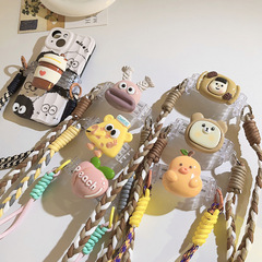 Sweet Pink Ins 3D Peach Back Clip Crossbody Phone Chain with Adjustable DIY Braiding Extended Necklace Side Suspension