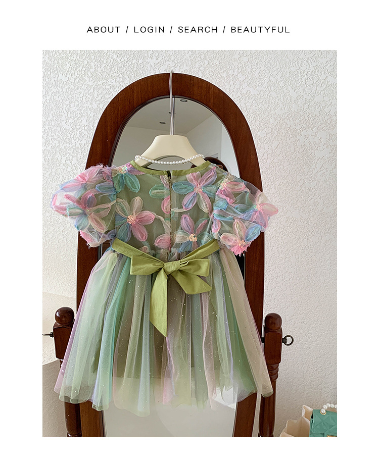 Title 2, Vestido de malla esponjoso y moderno para niñas...