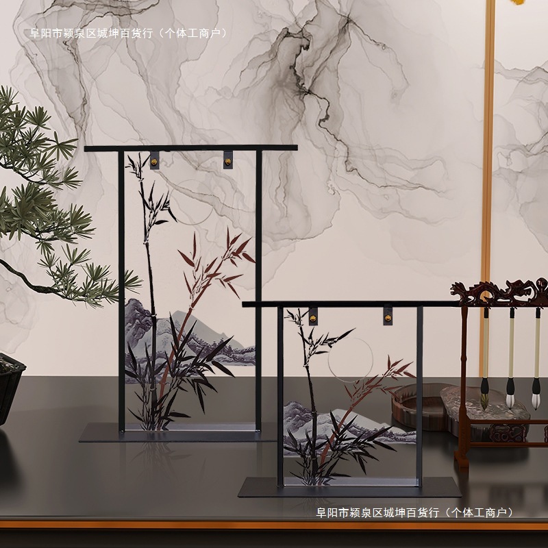 玄关竹子书房桌面家居装饰品摆件办公室茶室新中式禅意中国风包邮