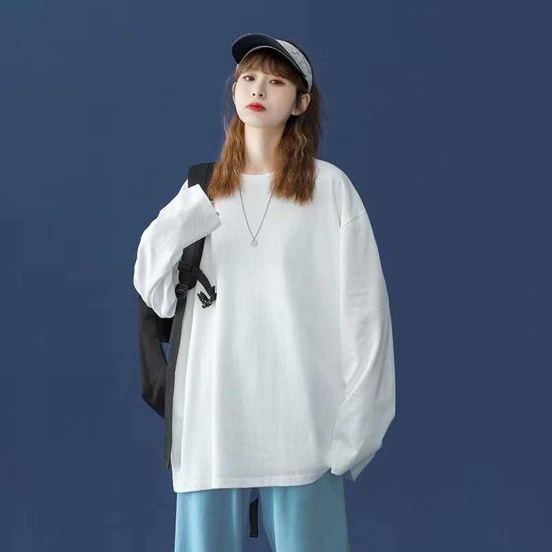Camiseta de base de color sólido, ropa de mujer coreana, estilo extranjero, 2026 camiseta de manga larga para parejas con la misma camiseta de base fuera de la moda