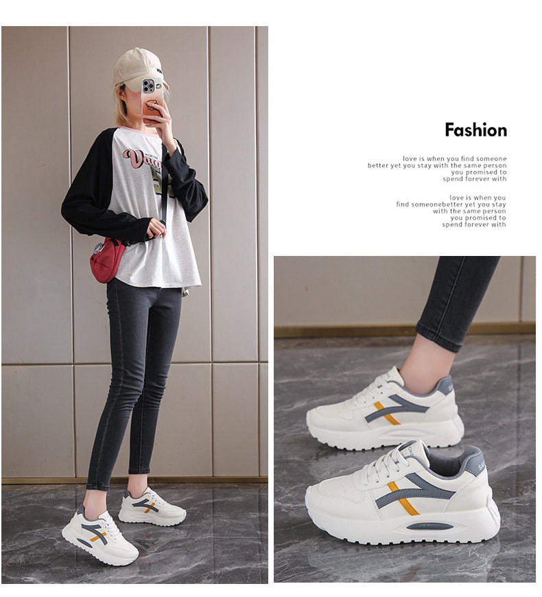 Giày sneaker nữ đế dày kiểu giày trắng cổ thấp, gót vừa 3–5 cm, dây buộc phía trước — Màu kaki be, Màu xanh be, Màu xám be chi tiết 19