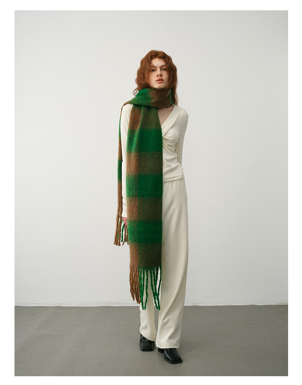 Designer's Nische Erweiterter Fransenschal Schachbrett Schachbrett Kaschmirschal Damen Winterambiente Schal_voghion.com