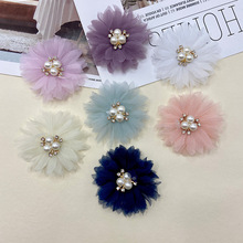 韩版珍珠网纱花朵DIY配件饰发圈服饰服装童装鞋花配饰材料批发