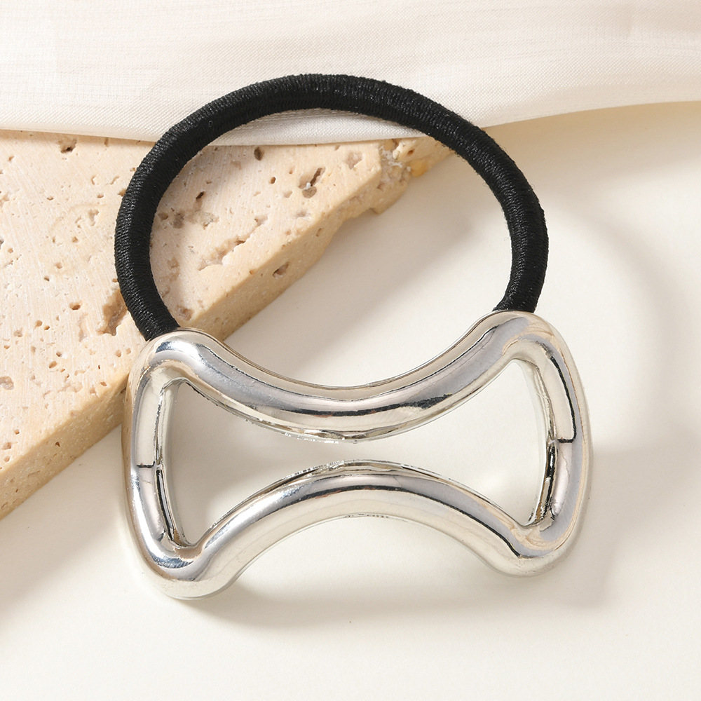 Nuevo anillo de cabello de metal en forma de 8, lujo ligero, nichos de alto nivel, cuerda de cabeza con lazo, cola de caballo, banda elástica alta, mujer