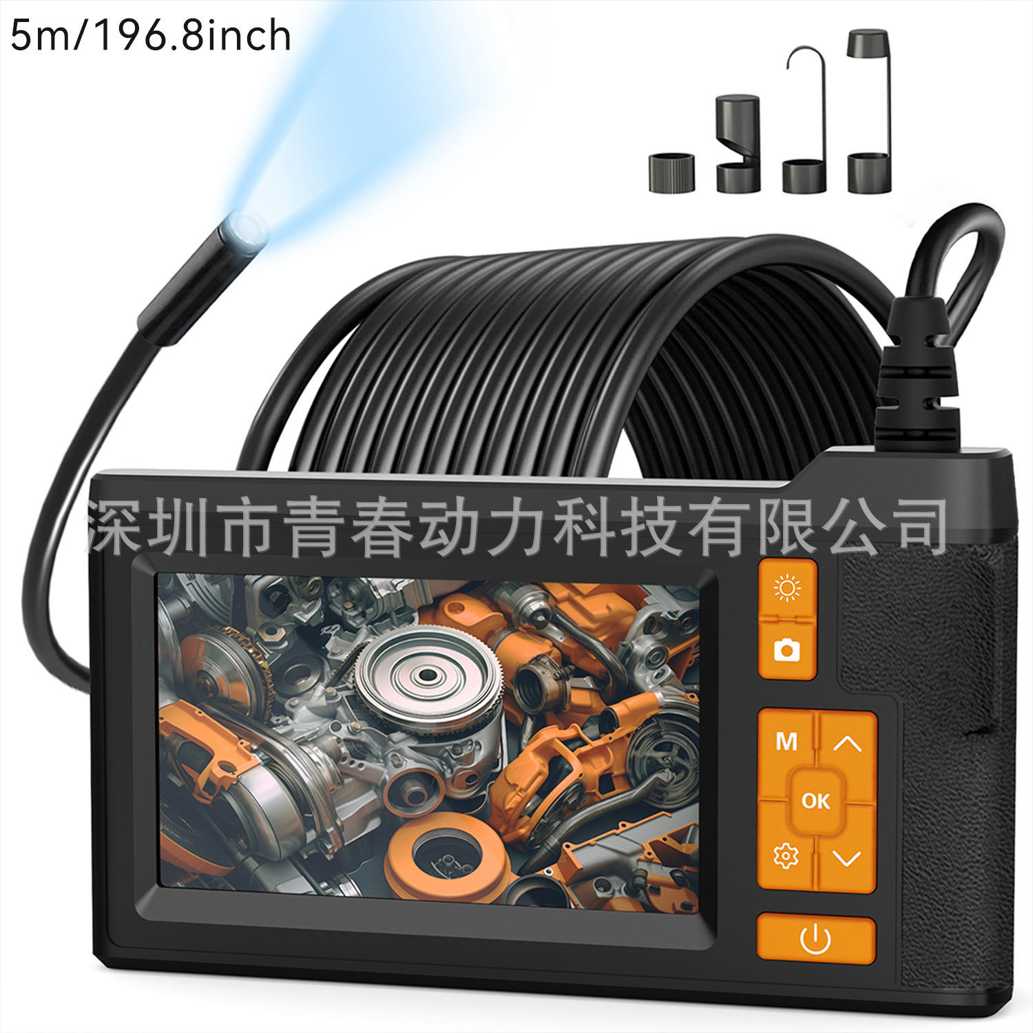 Dual lens industrial endoscope, 1080P HD, IP67 waterproof