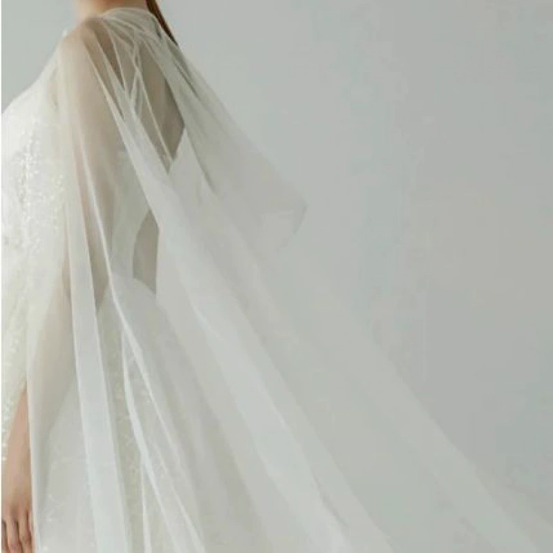 Long thin white cloak with hood for bride, trench coat