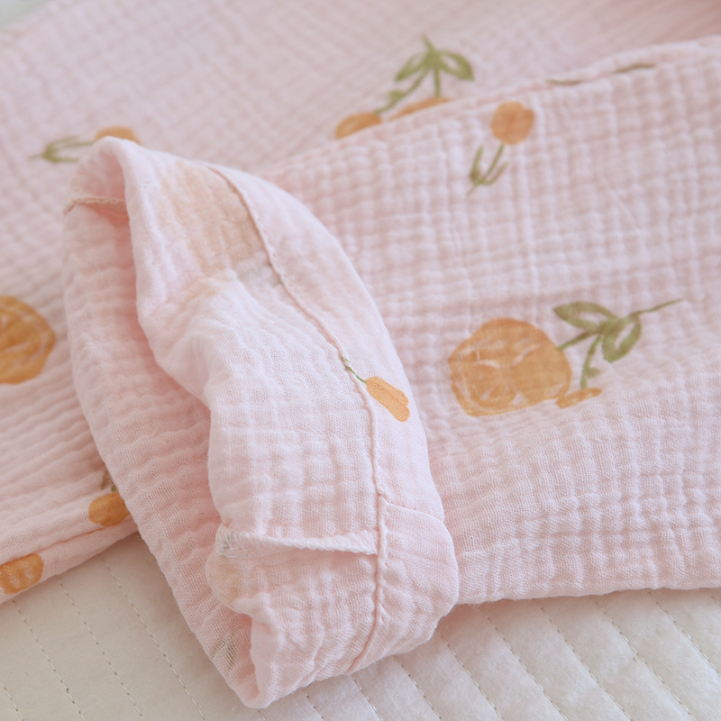 Spring And Summer New Trousers Women's Cute Flowers Thin Section 100%Cotton Crepe Casual Pants Loose Home Pants Women Bottoms