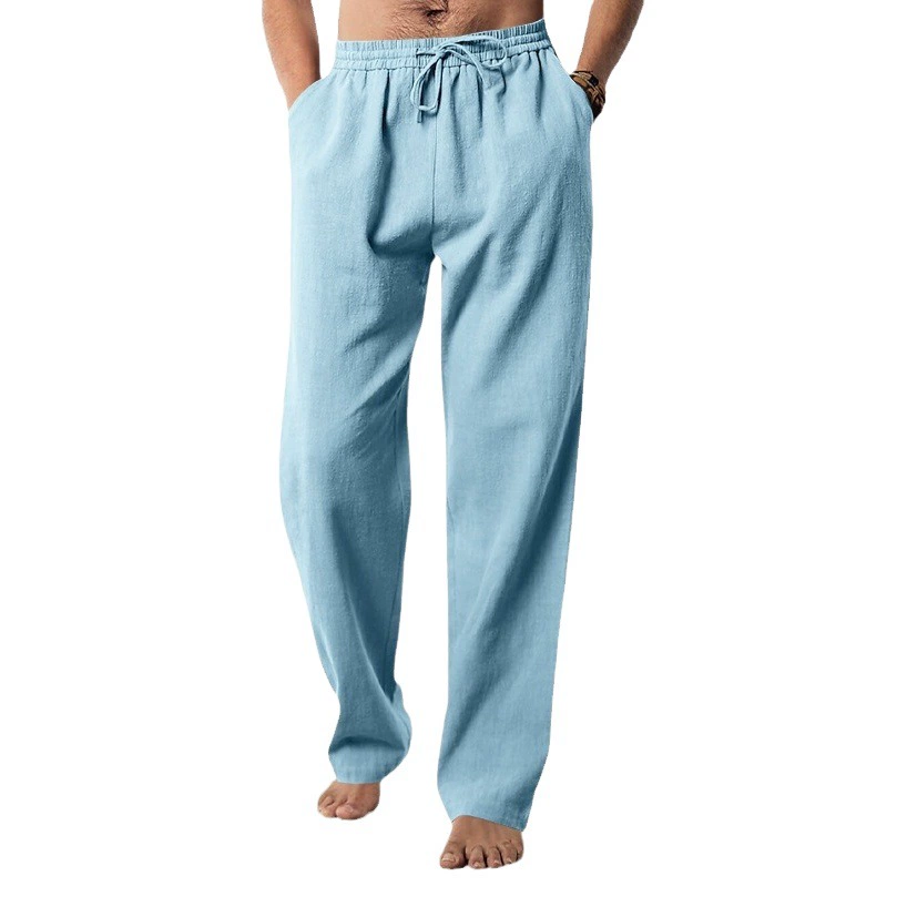 Мужские дышащие льняные свободные повседневные спортивные длинные брюки в стиле хип-хоп для отдыха, популярные весной и летом 2025 года в Европе и Америке