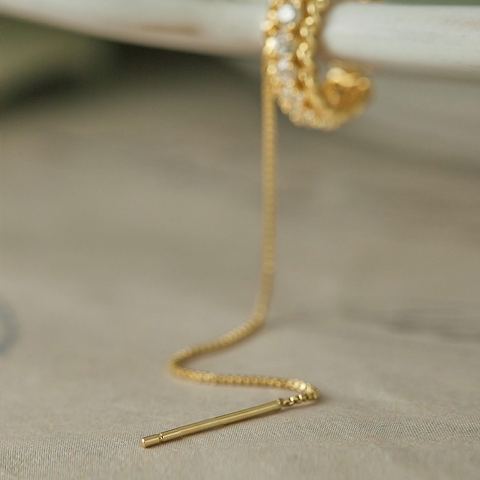 Copper Material Solid Color Pattern 1 Pair Elegant Solid Color Plating Inlay Copper Zircon 14K Gold Plated Ear Line