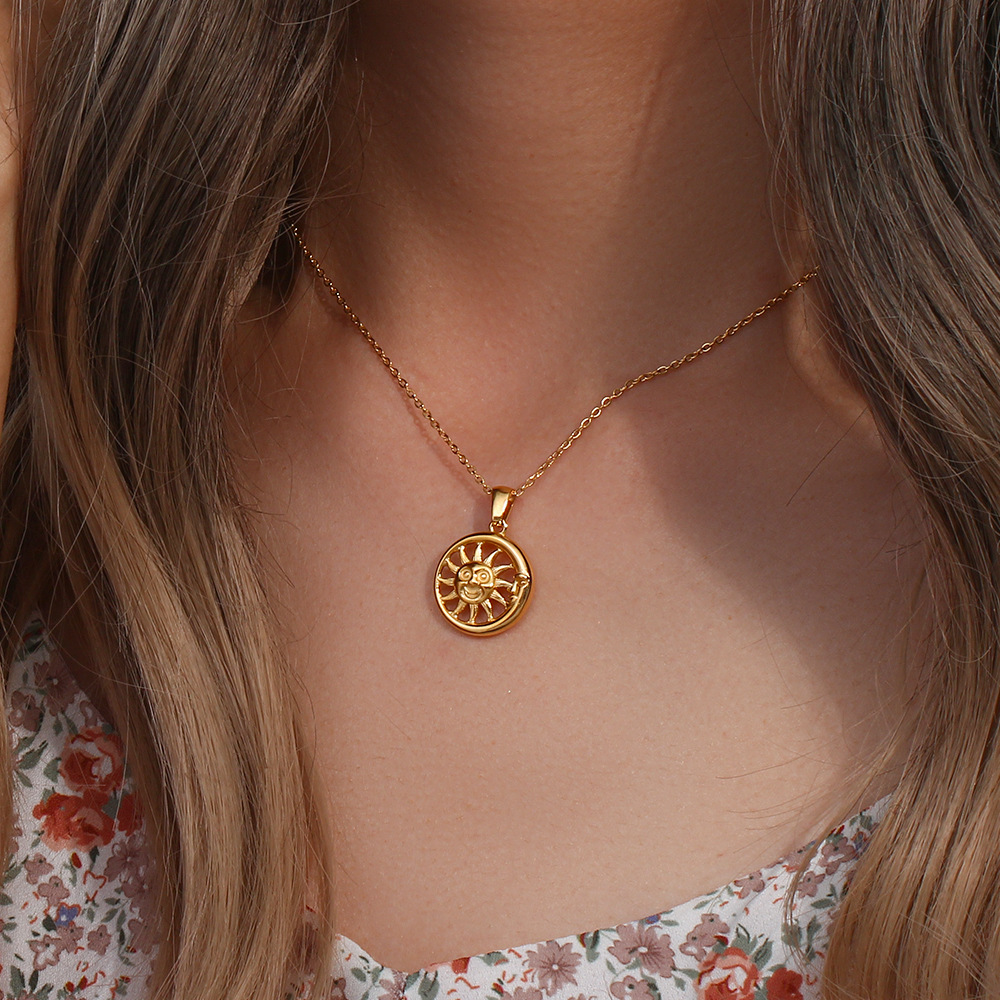 Casual Sun Stainless Steel Pendant Necklace Plating Stainless Steel Necklaces_colorza_5
