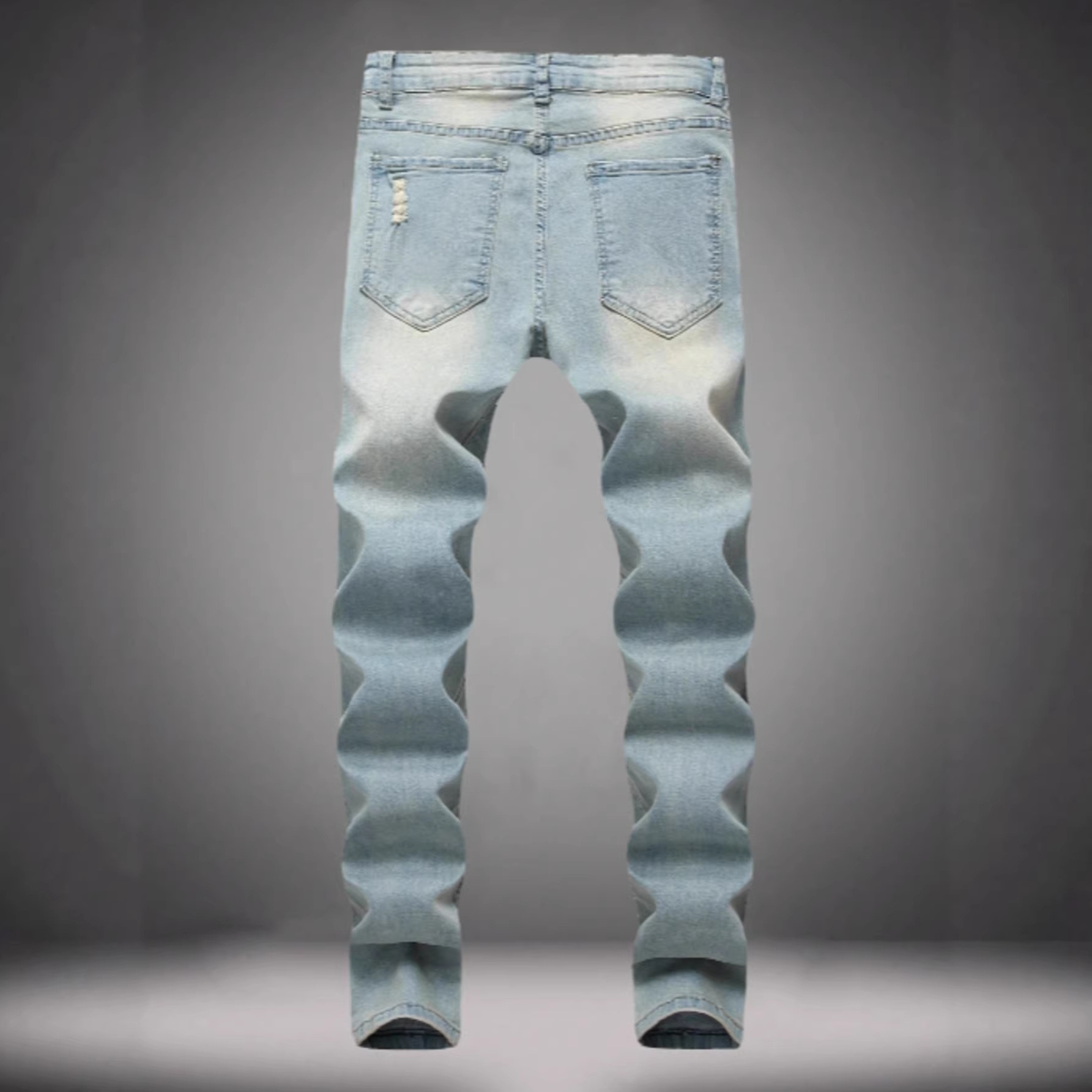 Men's Loose Wide Leg Jeans European And American Style Fashionable Leopard Print Trendy Comfortable Denim Trousers_mkmklike.com