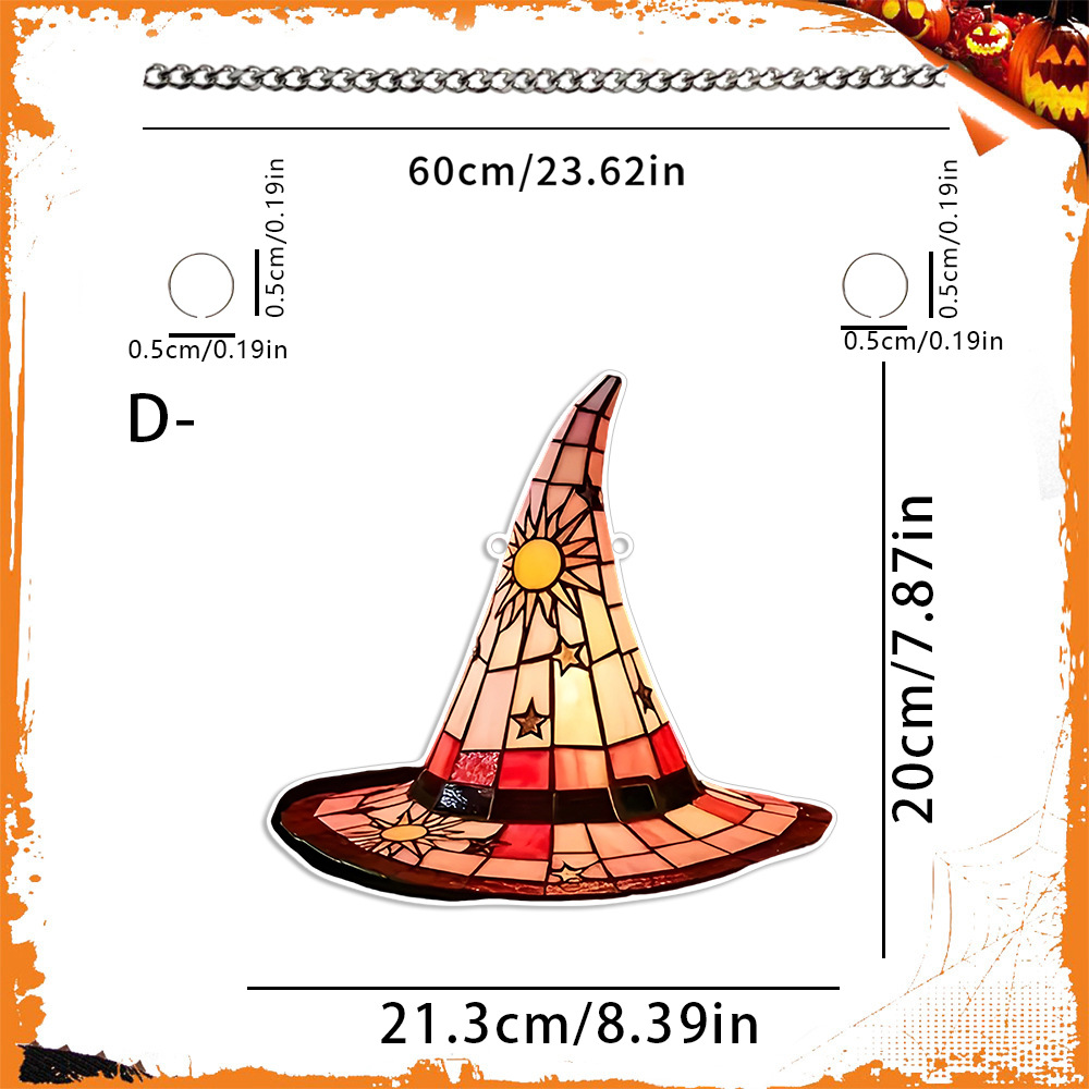 Transfronterizo Halloween bruja calabaza sombrero 2D acrílico disco colgante decoración navideña ventanas porche colgante listado