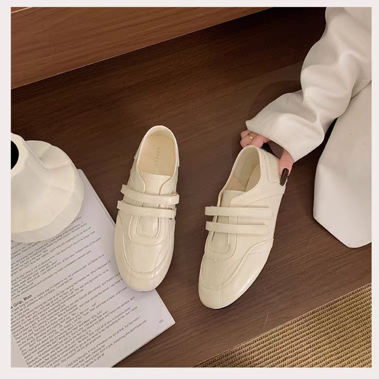 Vintage Velcro cabeza redonda zapato plano para mujeres primavera 2026 nuevo estilo casual de moda versátil zapatos Lefour para mujeres
