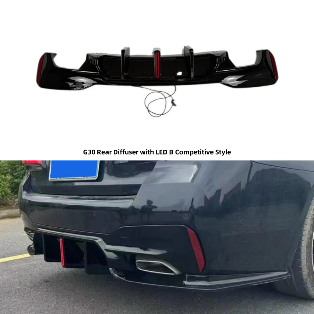 Suitable for Bmw 5 Series G30/G38 Rear Lip Racing M5 Model 17-21 Rear Diffuser Vertical Light Led Tail Lip