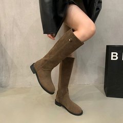西部牛仔马丁靴时尚瘦瘦靴女鞋2025年新款秋复古绒面骑士靴长筒靴