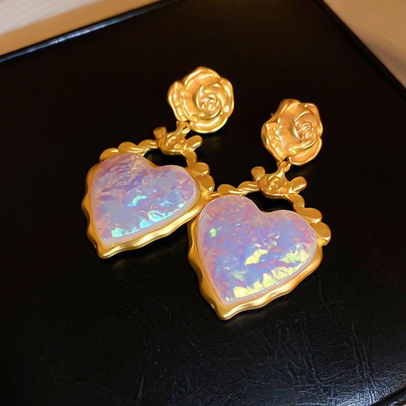 Copper Material 1 Pair Classic Style Water Droplets Inlay Copper Resin Drop Earrings