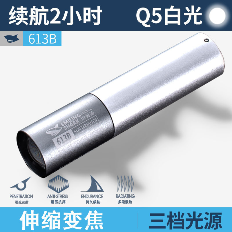 613B 흰색 [측면 조명 없이 줌, 내장 14500 리튬 배터리 600MAH, 플라스틱 상자]