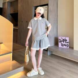 女童运动短袖短裤套装夏季2026新款洋气时髦夏装青少年女孩两件套