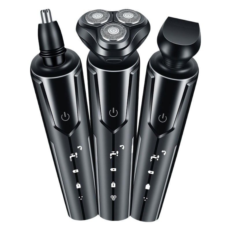 Afeitadora eléctrica recargable tres en uno Lingke 988, de tres cuchillas flotantes, para hombres, inalámbrica, con conexión USB, popular en internet.