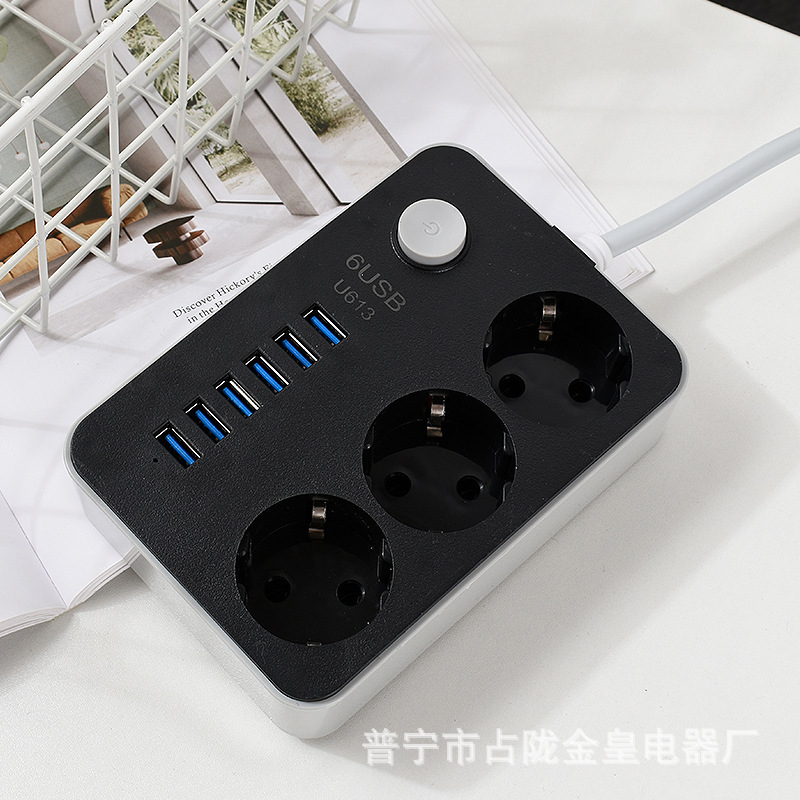 6USB CX-U613-W 3POWER SOCKETEURO EXTENSION 欧式 欧标 插座