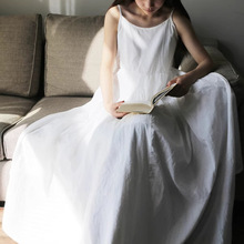 25夏文艺复古清冷风大摆多褶纯色不规则吊带裙 旅拍6色
