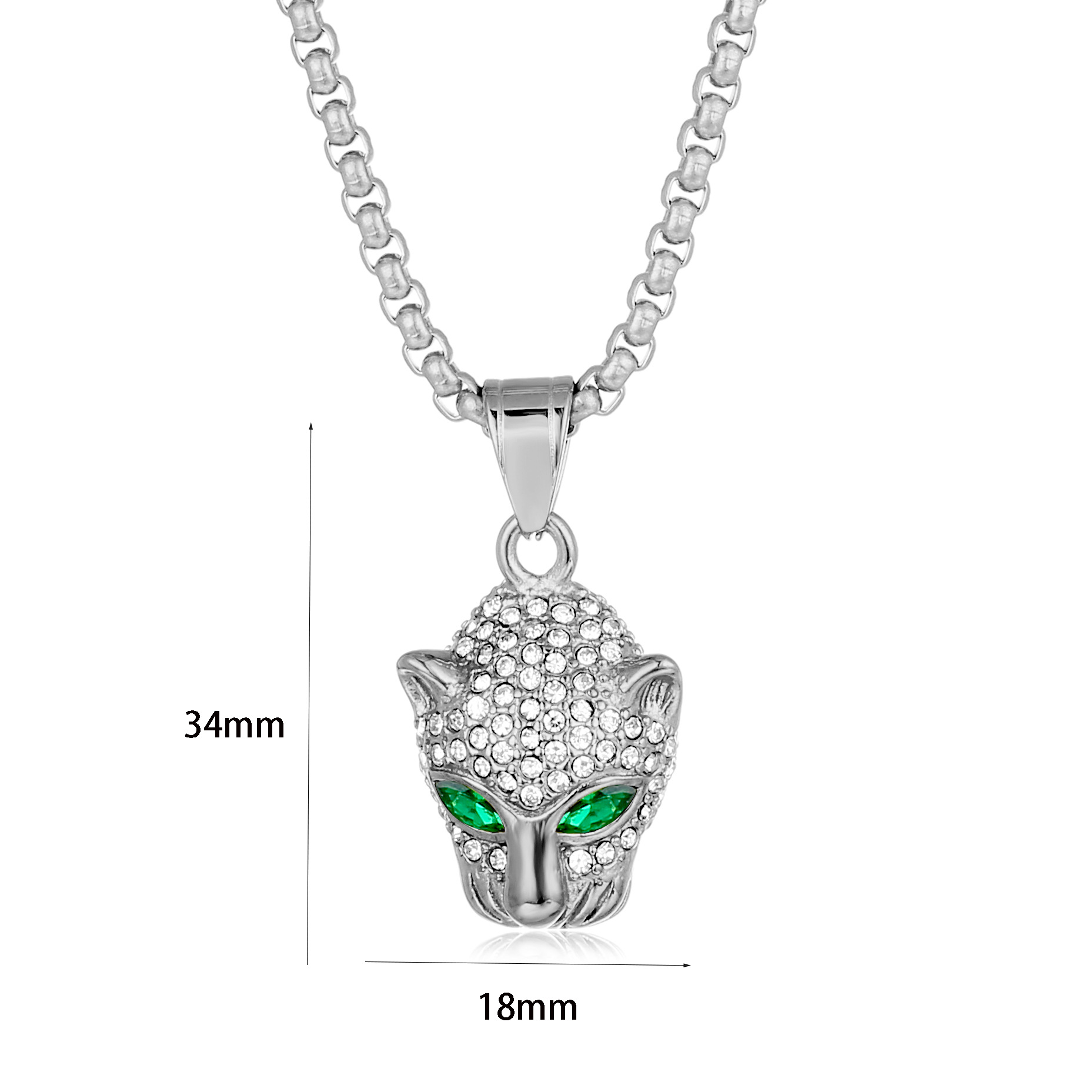 Hip-Hop Jaguar Titanium Steel Plating Rhinestones 18K Gold Plated Men's