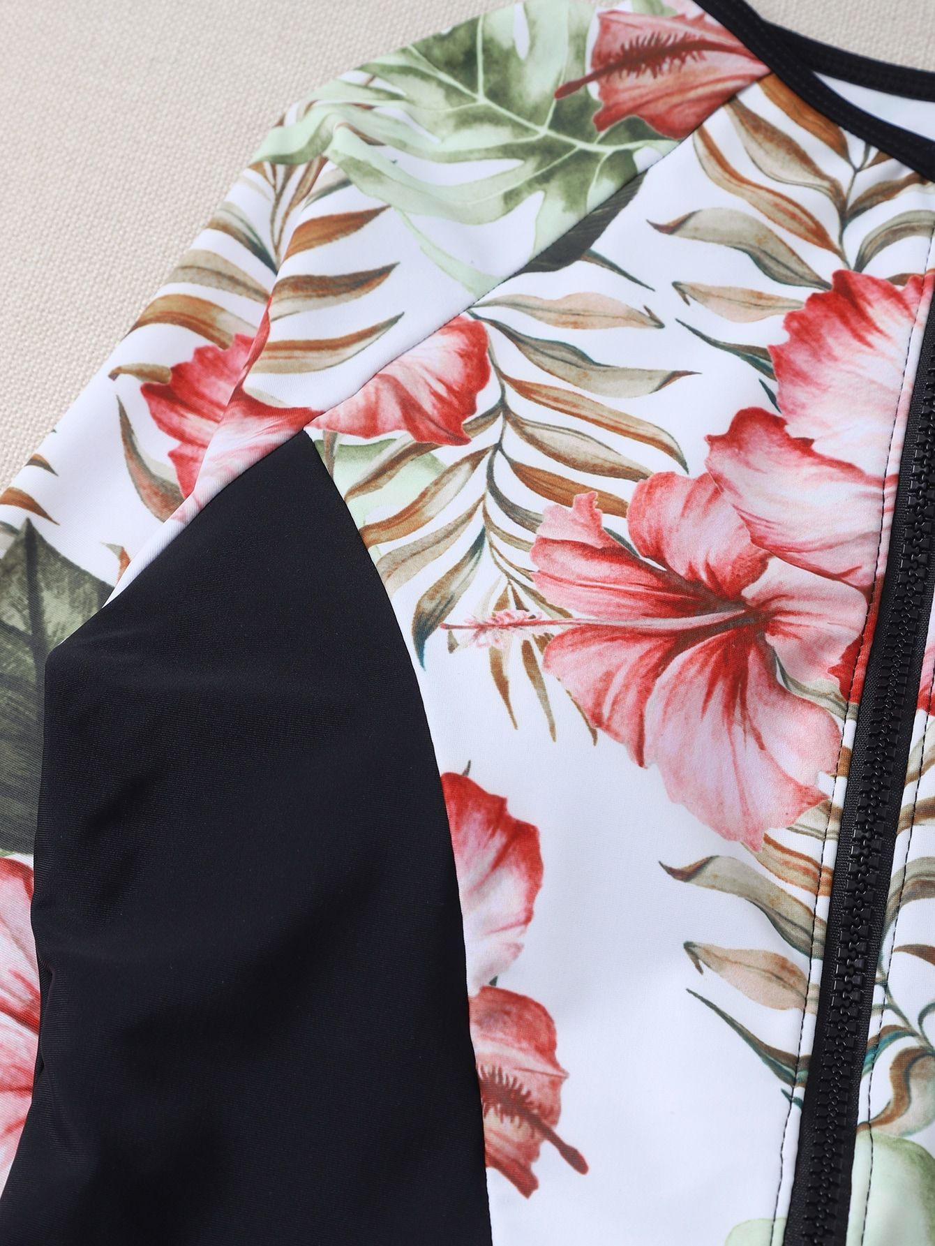 Women's Swimwear First Seen New Tight Slim Printed Sexy One-Piece Swimsuit Women's Foreign Trade Sports Long Sleeve Zipper Bikini_voghion.com