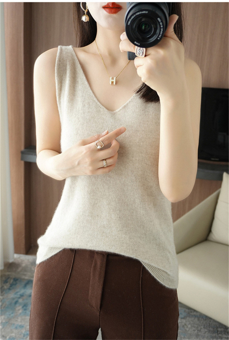 【中国直邮】 奢笛熊 秋冬新款针织衫吊带背心套装毛衣两件套 紫色 均码