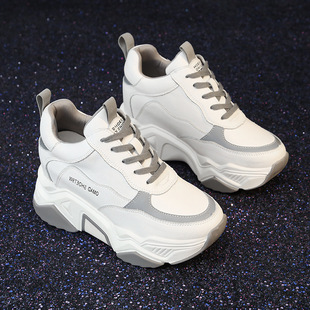 Torre Shoes Women's Ins White Shoes Women's 2020 Autumn and Winter All-match 8cm Thick-soled Casual Sports Trendy Shoes