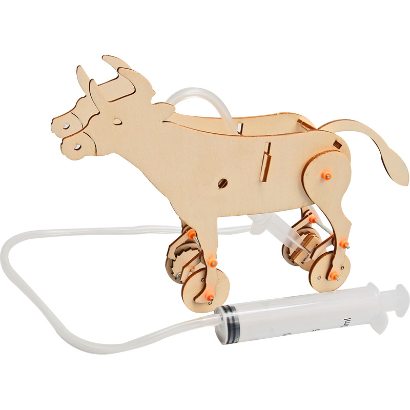 Hecho a mano DIY tecnología de vaca neumática pequeña producción creativa casera pequeña invención primaria y secundaria estudiantes ciencia y educación material de juguete pequeño