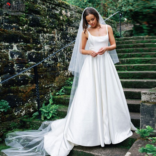 Youlapan wedding veil simple double layer plain gauze white nude gauze bride wedding veil with hair comb V131