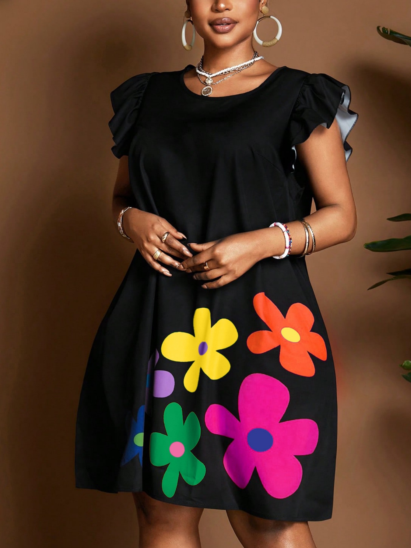 2025 ropa de mujer transfronteriza nuevo verano cuello redondo manga abullonada estampado de flores elegante camisa de mujer chica caliente image 4