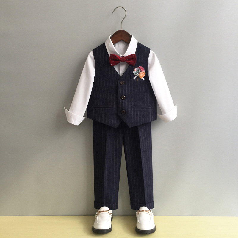 Boys' suit dress new autumn and winter flower girl wedding dress performance clothing for children and children British performance clothing for baby one year old