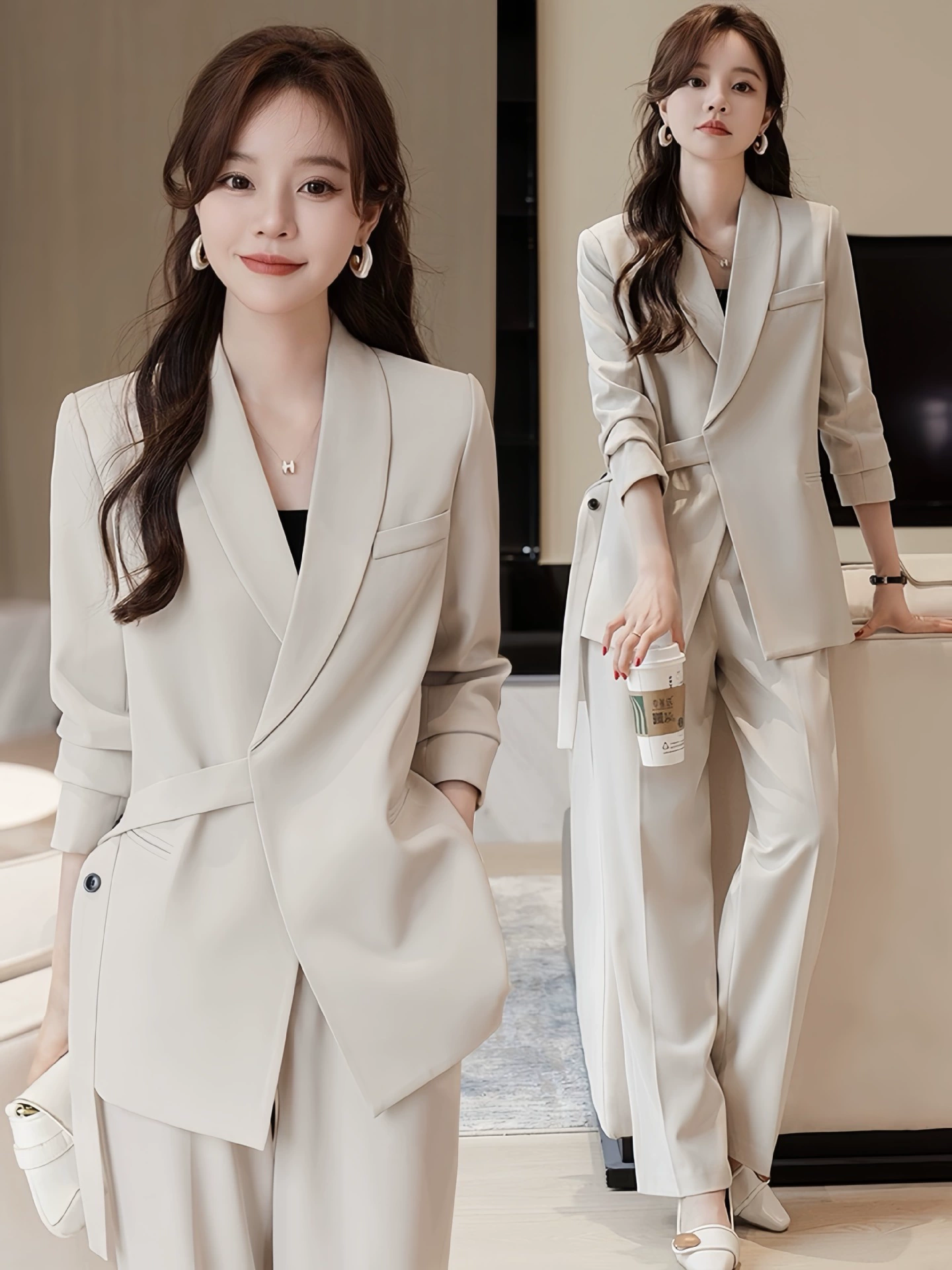 Quilted Autumn Women's Classic Suit Jacket Set, High‑End Tailored, Bright Statement Style