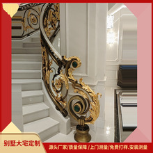 高纯度纯铜肌理自然呈现别墅铜楼梯 让豪宅楼梯自带时光沉淀的高