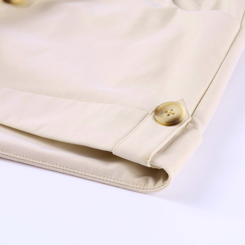 Pocket Khaki Women Shorts With Button