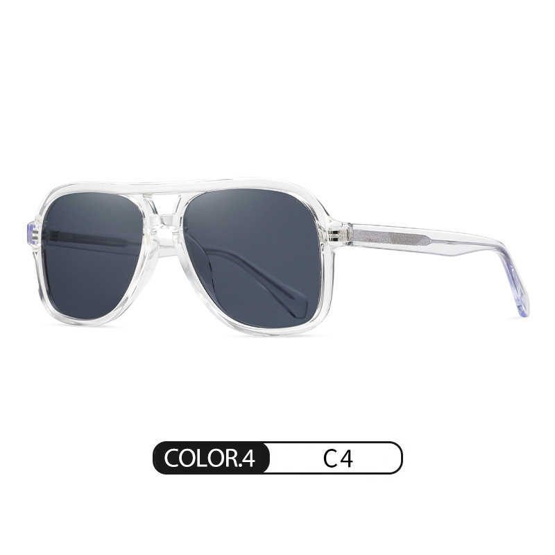 Gafas polarizadas transfronterizas europeas y americanas S31117 Gafas de sol de doble viga retro de moda Gafas de sol de placa de red de montura grande con personalidad