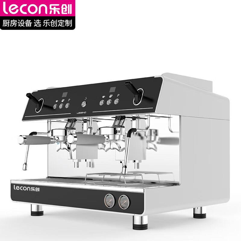 Lechuang Coffee Machine Commercial Freshly Ground Coffee Shop Equipment Large Steam Italian Semi-Automatic Double-Head Coffee Machine